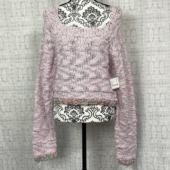 NWT Free People West Palm Sweater Purple Ethereal Combo Size Medium - Picture 2 of 9